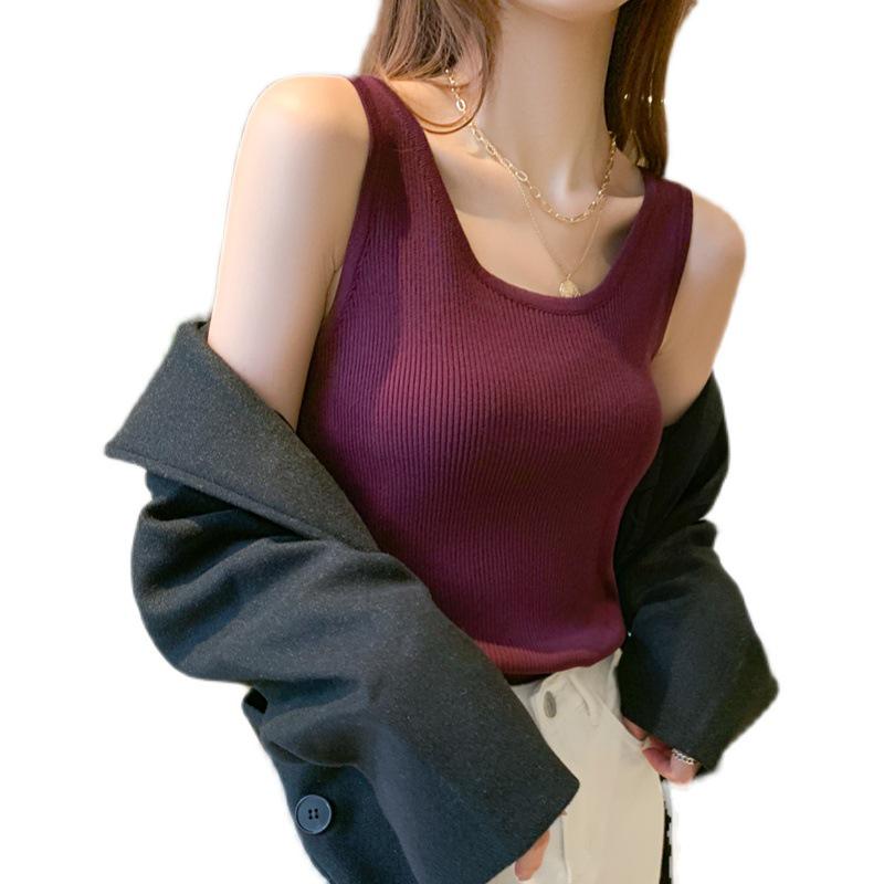 Women's French Chic Knitted Camisole: Summer Ice Silk Vest with Stylish Back Design