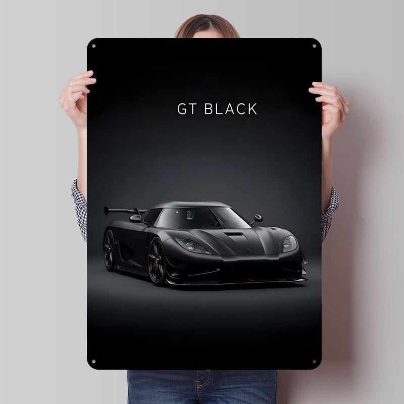 

Black Sports GT Car Poster Customized Vintage Metal Signs Wall Art Retro Tin Plaque for Garage Decoration Bedroom Decorations 7.9x11.8In(20x30cm)