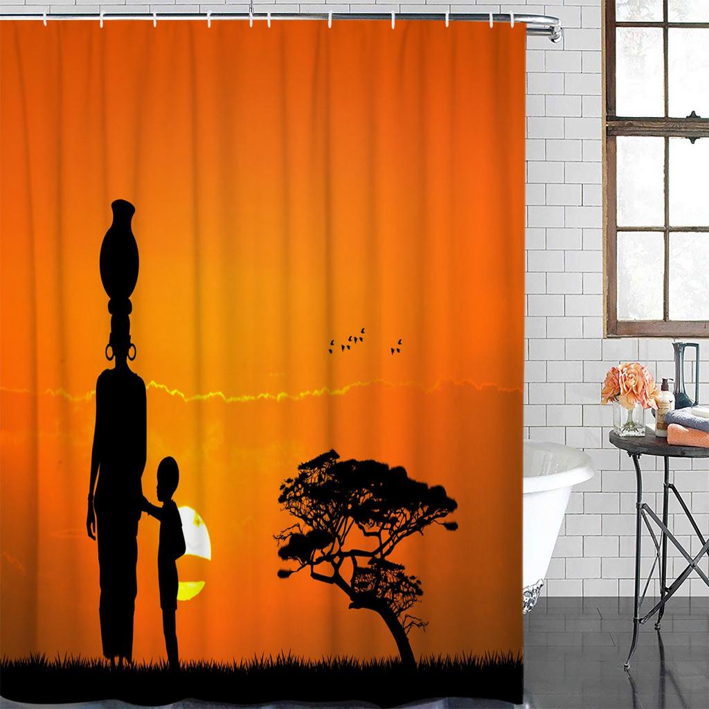 Afrikanische Frauen Geometrische Formen Wasserdicht Badezimmer Dekoration Duschvorhang Mit Haken Badewanne Vorhänge Bad Zubehör