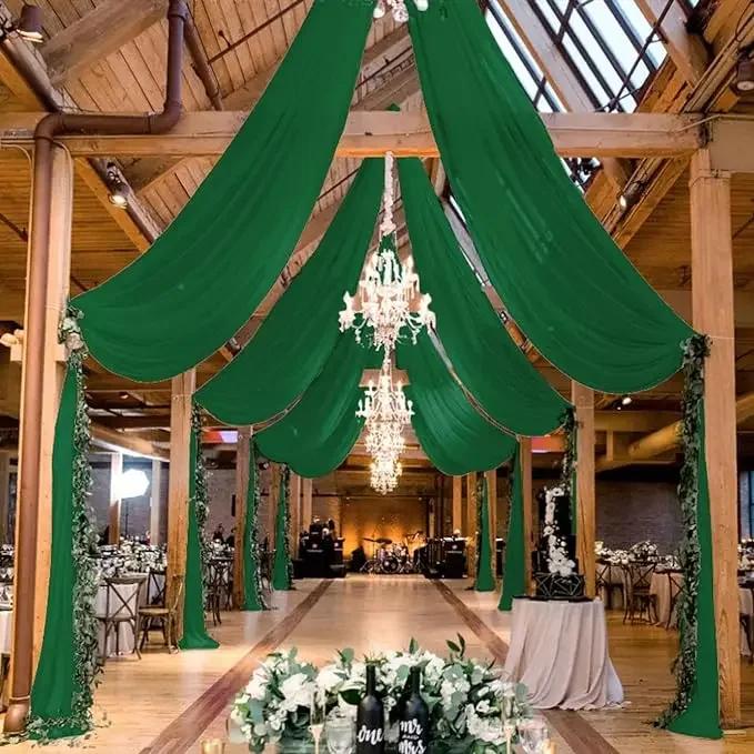 1 Panels Wedding Dress Ceiling Drapes Roof Canopy Decor Draping Fabric Chiffon Curtain for Party Ceremony Stage Hotel Decoration