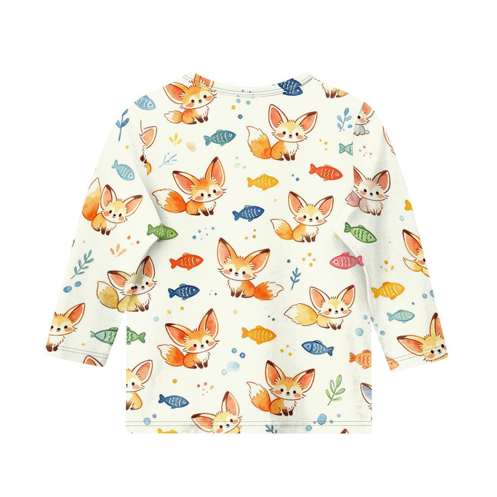 T-shirt décontracté pour enfants avec imprimé animal, col rond, manches trois quarts, tissu doux et confortable, adapté pour un usage quotidien et les activités de plein air
