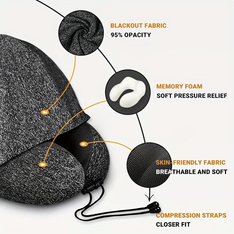 1pc Travel Pillow With Hood 5.5in X 10.6in Comfort Neck Support Memory Foam U-Shaped Pillow Large Blackout Hood For Restful Sleep