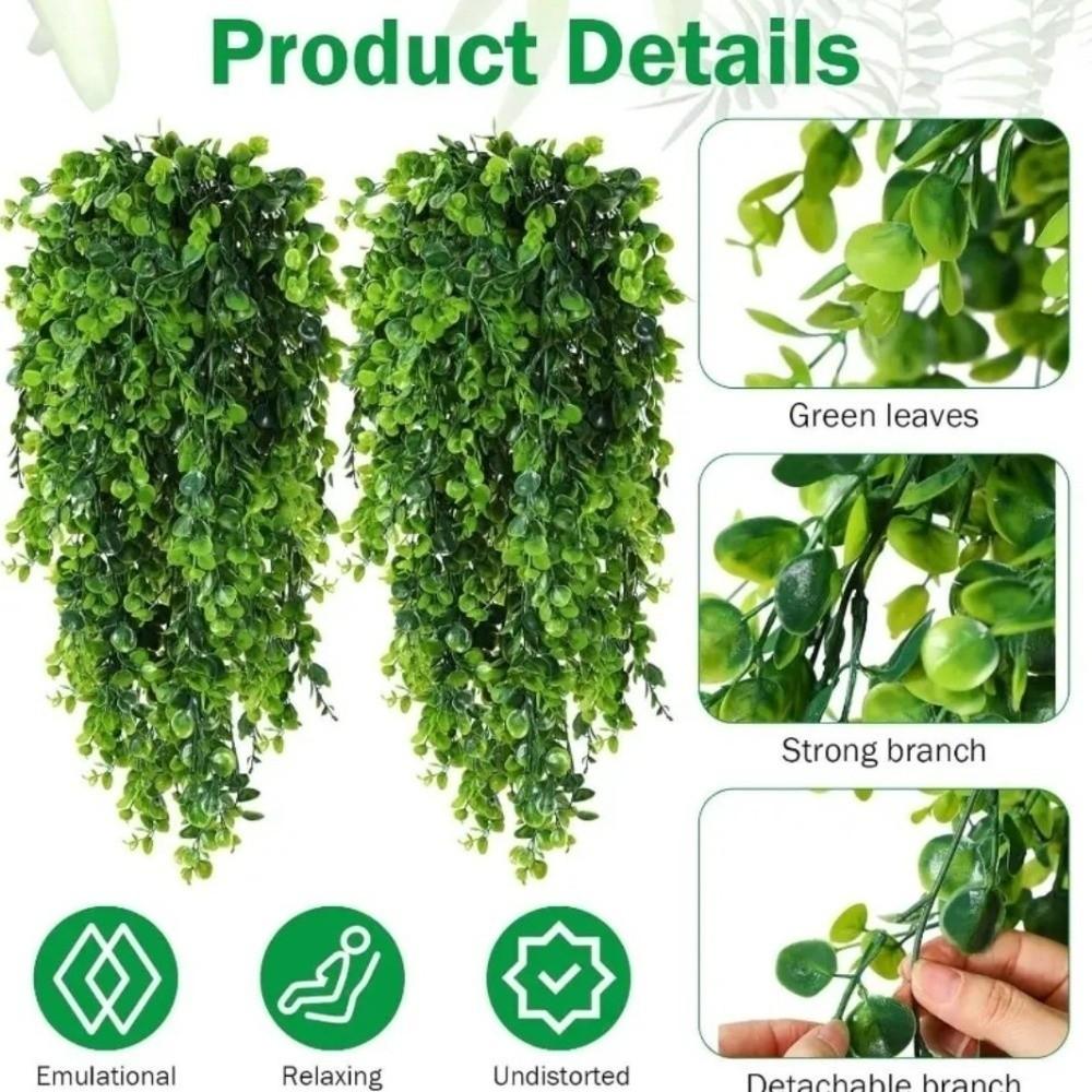 Plastic Artificial Eucalyptus Leaf Vine UV Resistant Faux Eucalyptus Leaf Wedding Party Decor
