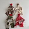 Kids Knitted Scarf Hat Top Plush Pom Decor Neckerchief Bonnet Caps Integrated Warm Scarf Hat for Daily Wear and Travel