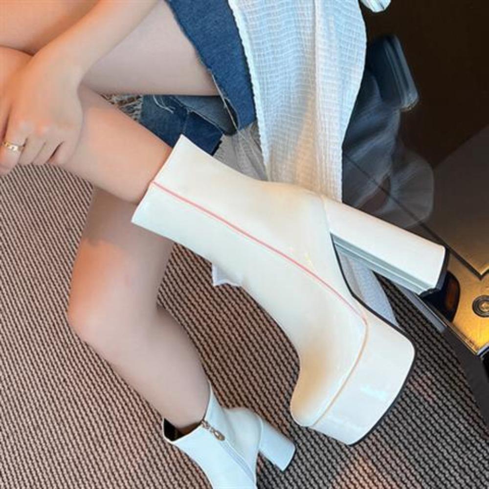 Women High Waterproof High Heels Pumps Square Toe Platform Shoes Lady Dress Party Sexy Shoes Plus Size