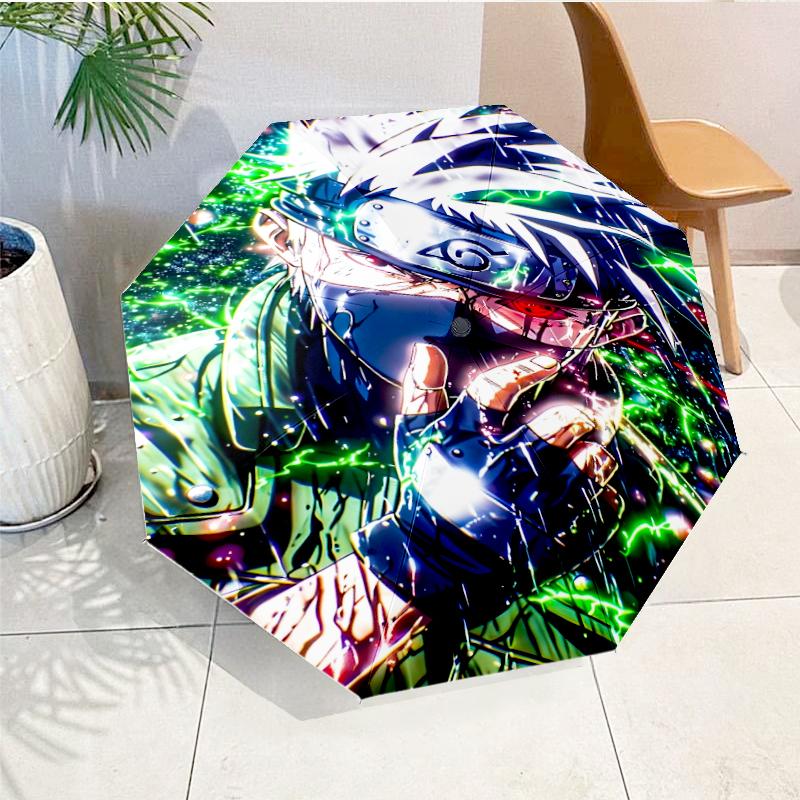 Dark Anime Ninja Character Automatic Folding Umbrella - 8-Rib Travel Umbrella with Auto Open/Close & Portable, Gift for Christmas, Birthdays