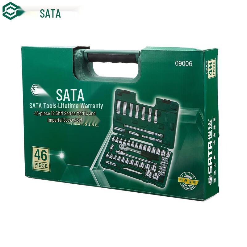 SATA 46-Piece Metric/SAE Socket Set 46-Piece 1/2-inch Drive Set