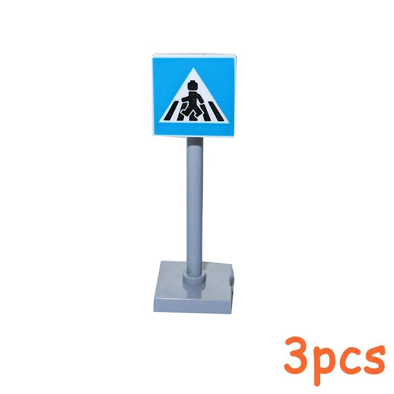 Non-Toxic Moc City Traffic Lights Road Signs Roadblock Signal Light Speed Limit Diy Building Block Scene Construction Minifigs Accessories