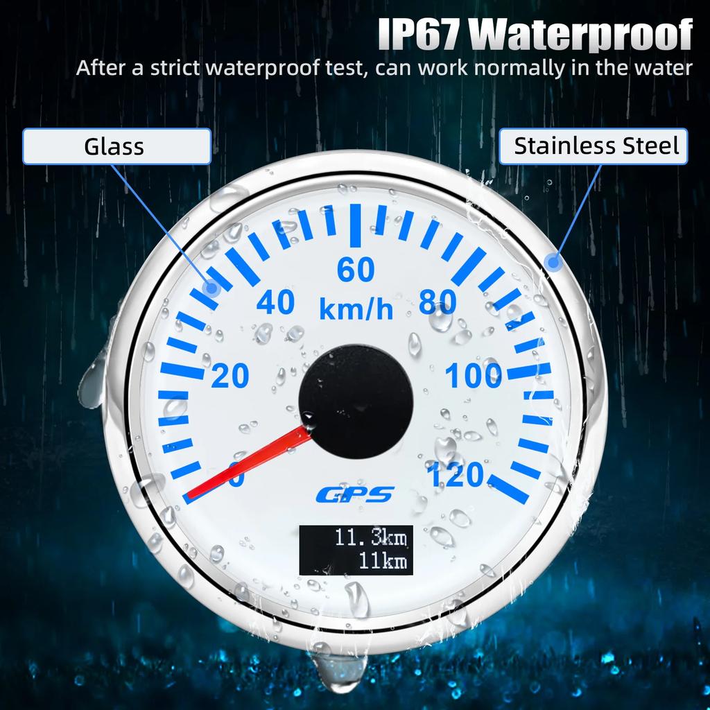 AD 7 Color Backlight 52MM Digital GPS Speedometer Gauge KMH Suitable For Both 12V And 24V Vehicles Waterproof Boat Yachts