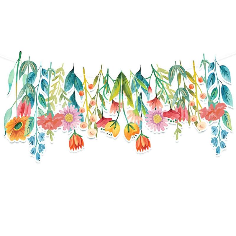 Buntes DIY-Frühlingsblumen-Geburtstagsparty-Banner Für Kinder Klassenzimmerdekoration Langes Blatt Blumig Happy Birthday Party Hintergrund
