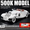 1/18 Benz Samochód Retro 500K Stopowy Model Samochodu, Symulowany Dźwięk i Światło Samochód Zabytkowy Zabawki dla Dzieci, Prezent dla Chłopców Kolekcja Ozdoby