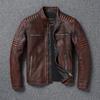 Chinesische Größe Echte Kuhlederjacke Herren Motorradjacken Echtes Rindsleder Vintage Herren Ledermantel Bikerkleidung