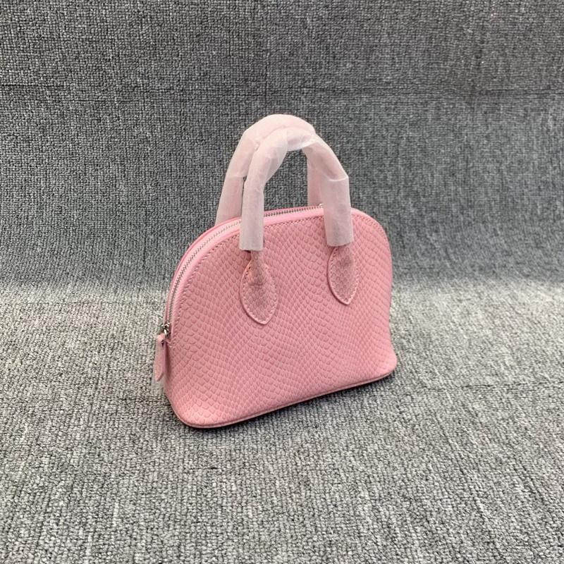 Genuine Leather Women's Bag, Snake Pattern Leather 18 Mini Small Bag, Shell Bag, Single-shoulder Hand-held Crossbody Bag