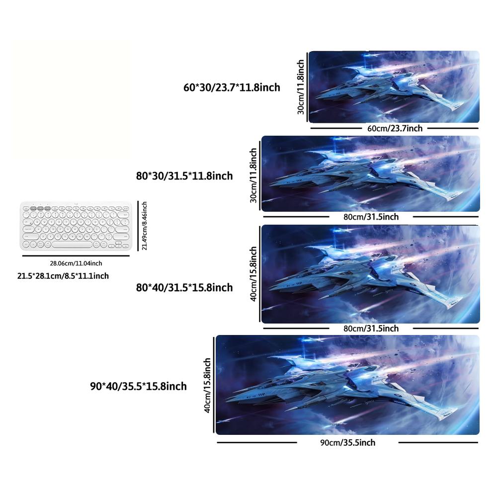 Space War Battleship Large Gaming Mouse Pad XXL Galaxy Starry Sky Desk Mat Non-Slip Rubber Keyboard Mat PC Gamer Office Desk Pad