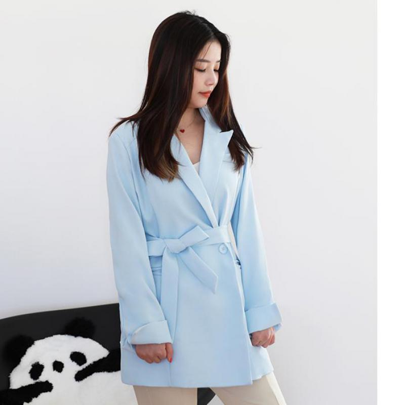 

Осенние и зимние повседневные блейзеры для женщин, официальная черная, синяя двубортная одежда M бежевый