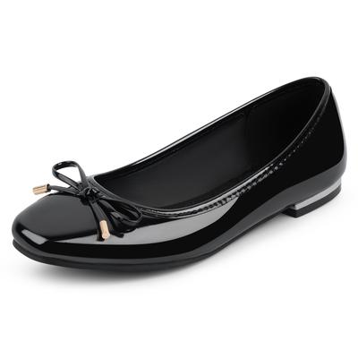 Ballerines Chaussures Femmes Classiques Mocassins Décontractés Cuir Verni Dame Design de Mode Chaussures Nœud Papillon pour Femme Chaussure Gâteau Roulé