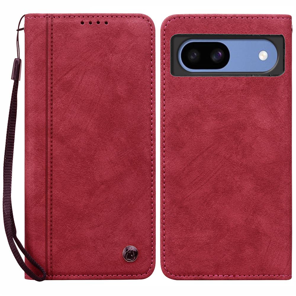 For Google Pixel 8a Case Lines Pattern Wallet Leather Phone Cover with Strap