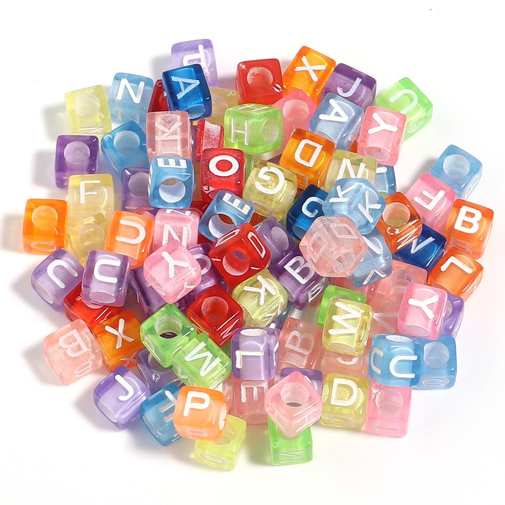 Wholesale 100Pcs 6/7/10mm Acrylic Alphabet Beads Square Shape Letters Beads For Jewelry Making DIY Crafts Bracelet Earrings