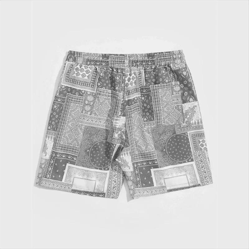

Trend Bandana Graphic Beach Short for Men Summer Fashion 3D Printed Swim Trunks Loose Casual Streetwear Hawaiian Short Pants S