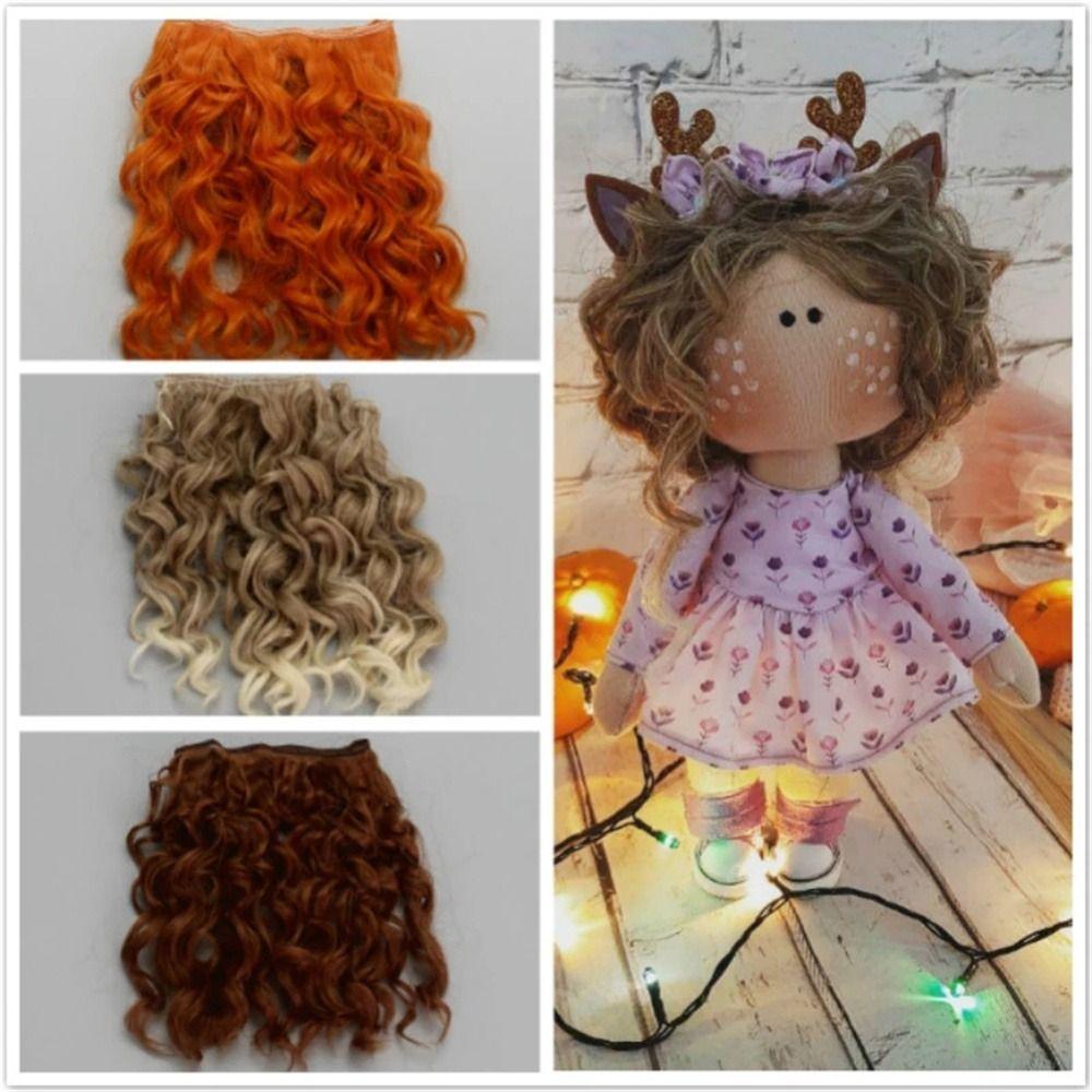 High-Temperature Gold Brown Tresses 15*100cm Doll Curly Wigs Doll Hair Wig Doll Hair Doll Periwig