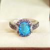 Blue Topaz Oval Cut Gemstone With 925 Sterling Silver Ring For Men's #A884 JL375669034796