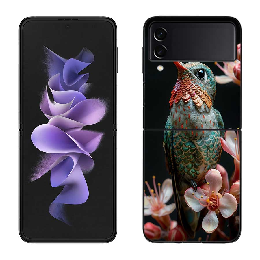 The Spirit of Hummingbirds Phone Case For Samsung Z Flip 7 6 5G Galaxy Z Flip 5 4 3 Black Hard Cell Cover Luxury PC Shell Coque