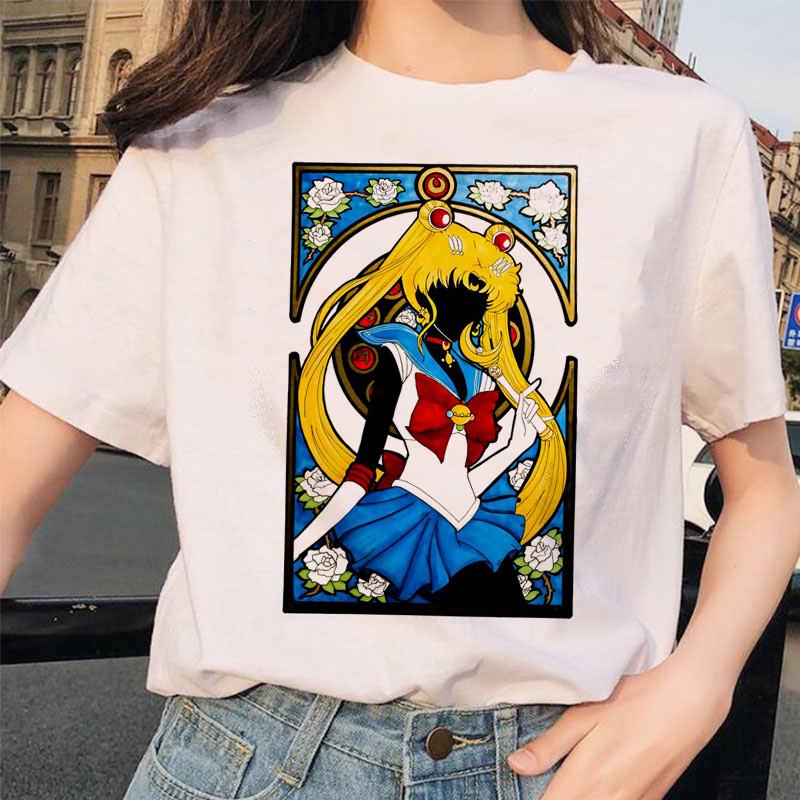 Sailor Moon 90S Divertente T Shirt Harajuku Vestiti Tshirt Estetica Gatto Anime Donna Carina Donna T