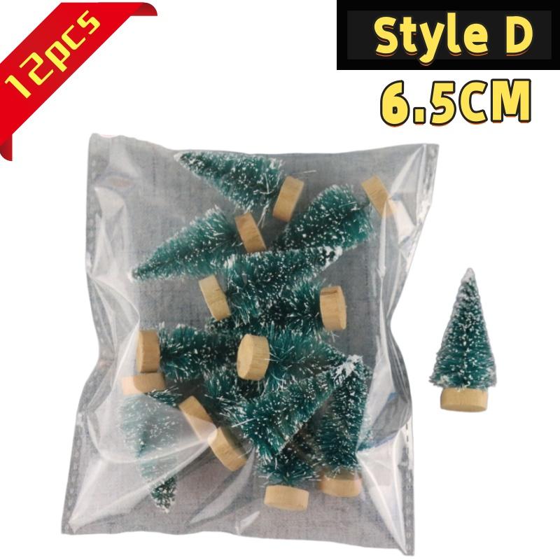 12Pcs Mini Christmas Desktop Miniature Pine Tree Micro Landscaping 4.5/6.5Cm Sisal Silk Cedar Tree Ornamen Navidad Xmas Decor