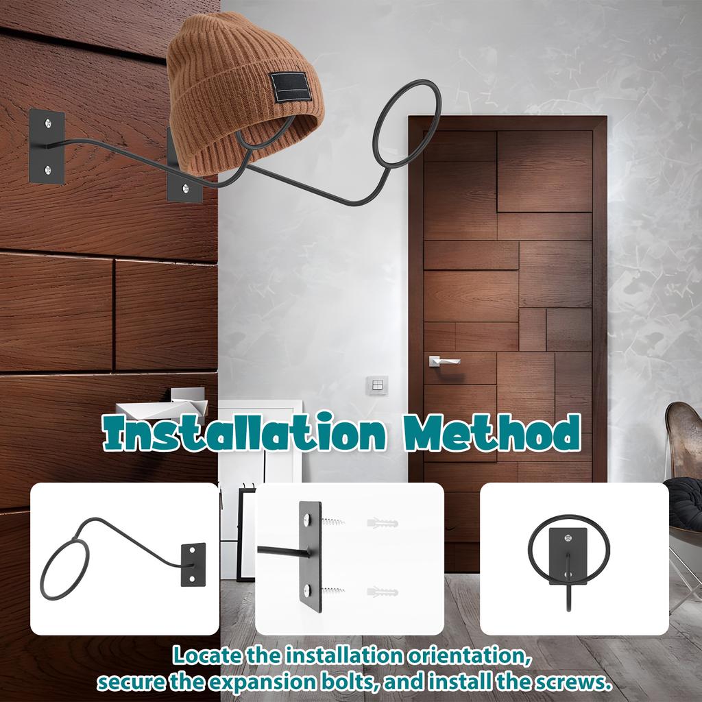 4 Pcs Metal Cowboy Hat Rack Wall Mounted Cap Display Holder Decorative Cowboy Hat Holder for Home Apartment Dormitory