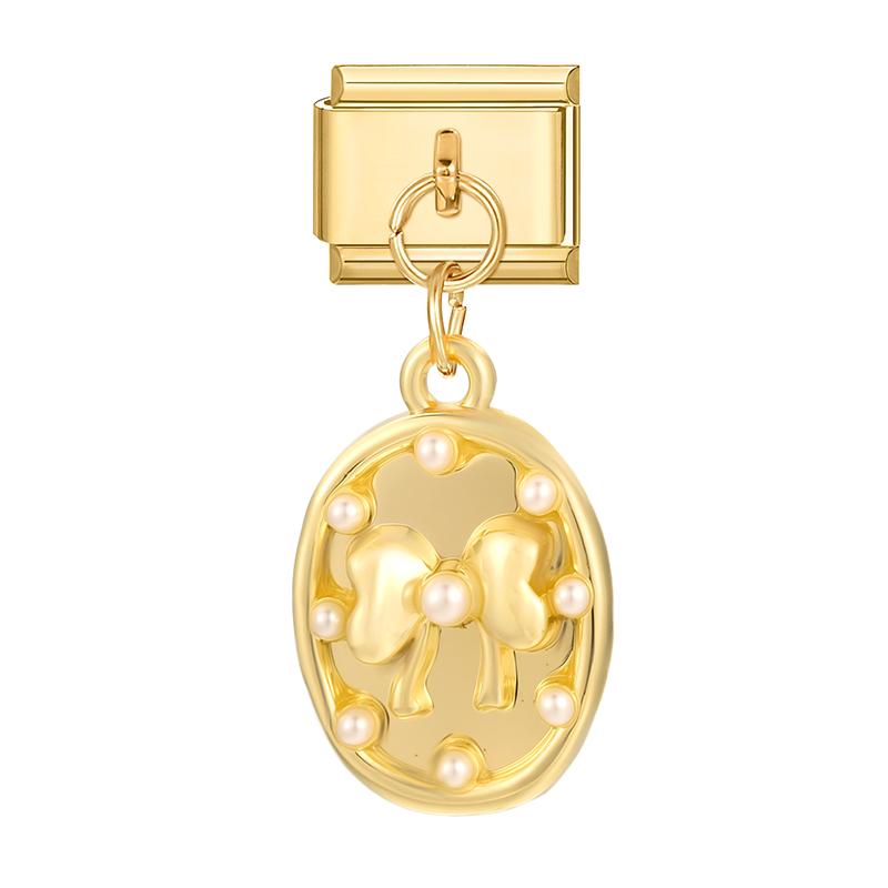 Butterfly Cat Paw Heart Shell Crown Gold Color Pendant Italian Charm Link Fit 9mm Bracelet Stainless Steel Women DIY Making Gift