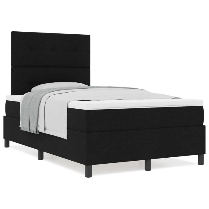 VidaXL Lit avec sommier et matelas noir petit double tissu 3339373