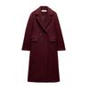 Autumn and Winter New Women clothes Lapel Loose Double Breasted Wine Red Wool blend coat Outerwear 9231756