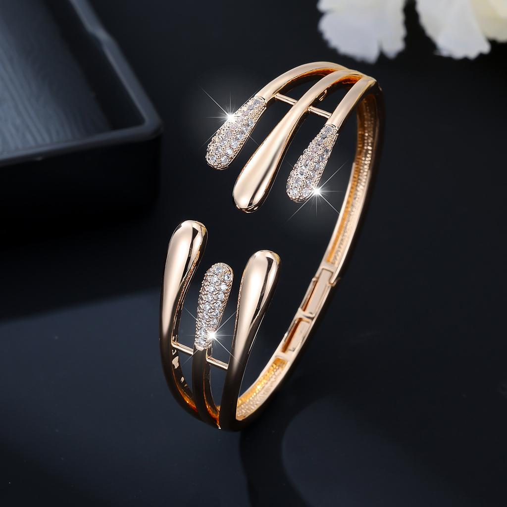 Accessories Fashion Light Luxury Micro-paved Zirconia Women's Shrapnel Open Bracelet