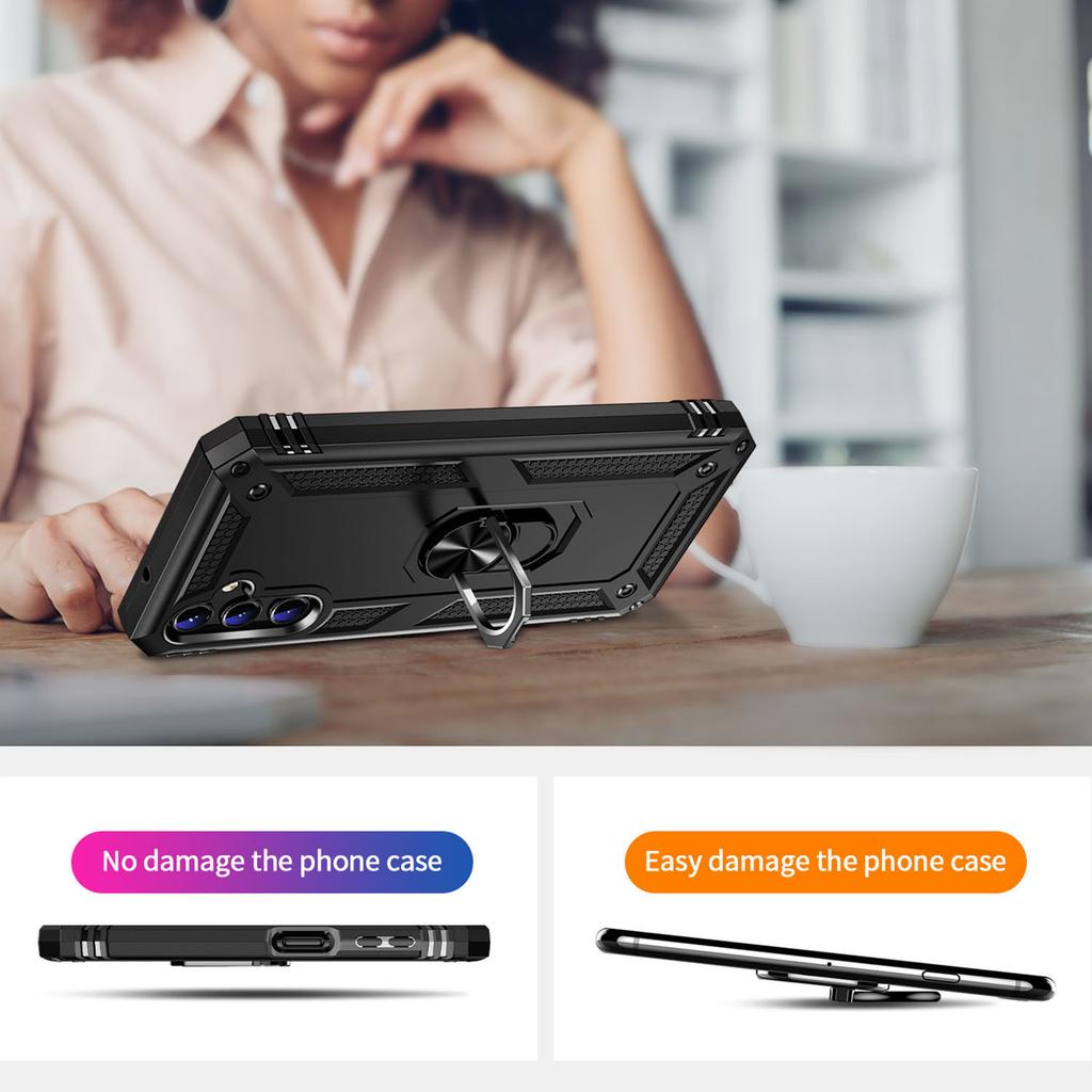 For Samsung Galaxy A14 5G/4G Military Grade Shockproof Phone Case Ring Kickstand Design PC+TPU Drop-proof Cover