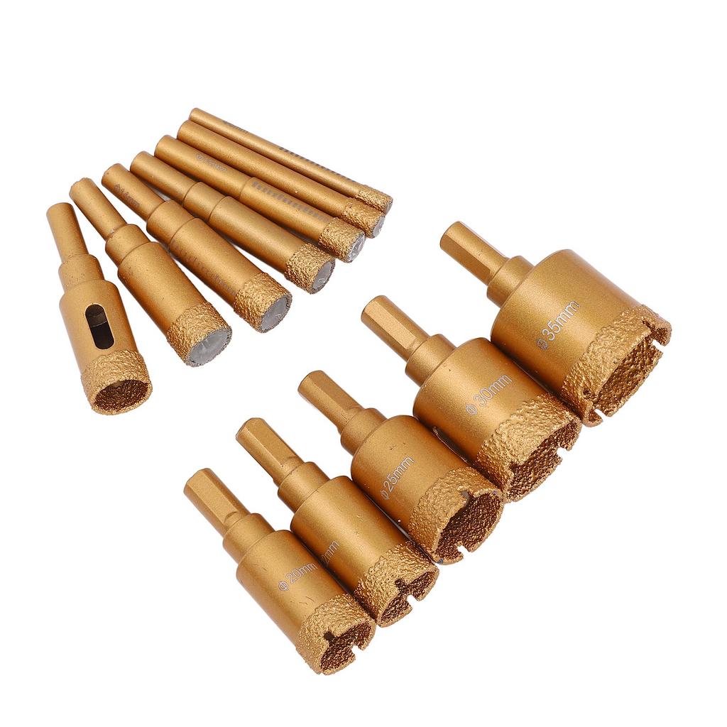 12Pcs M10 Diamond Drill Bit Set 6 8 10 12 14 16 18 20 22 25 30 35MM 40 Grit Dry Wet Diamond Hole