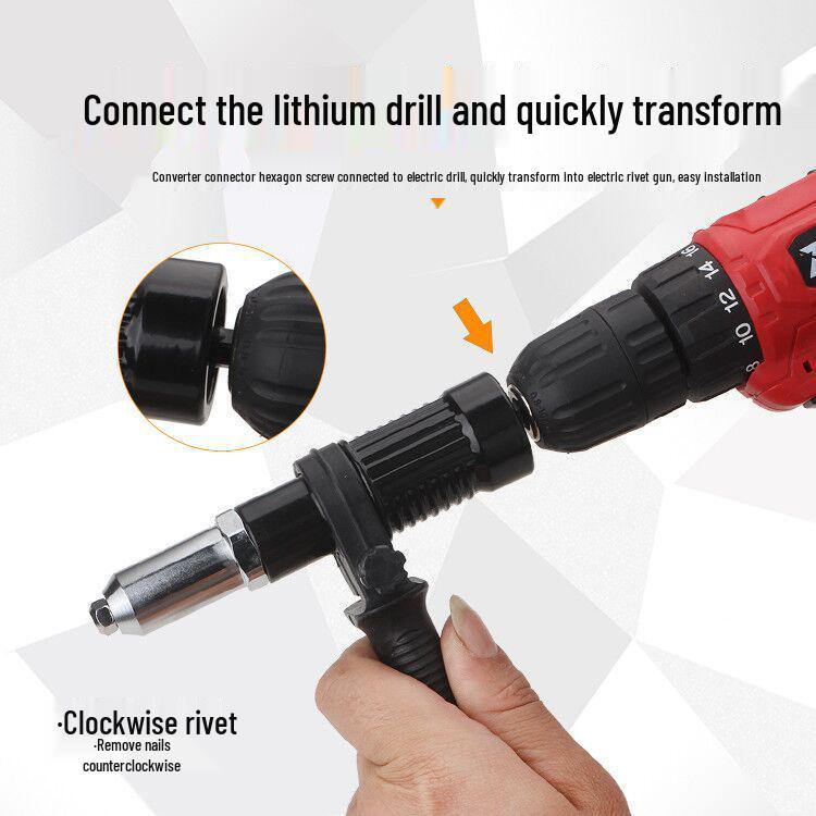 Cordless Electric Rivet Nut Gun & Drill Adapter Kit
