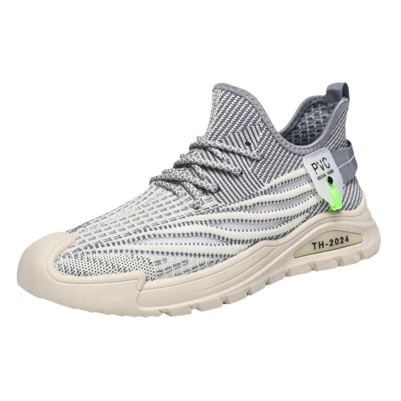 Pantofi casual de bărbați mărime mare, noi, din plasă respirabilă tricotată cu fir, versiune coreeană, la modă, simpli, pantofi de alergare pentru studenți