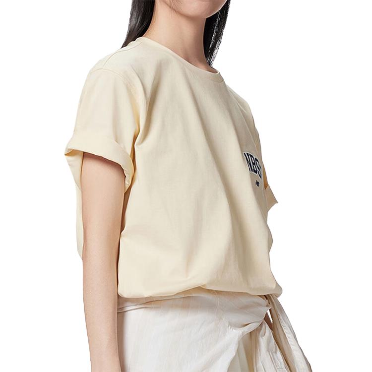 New Balance Drop Shoulder Sleeve T Shirt Men's Beige Yellow AMT42331-CAU