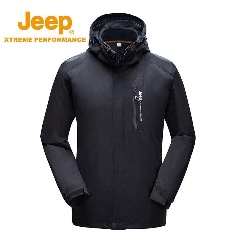 Jeep Men's 3-in-1 Outdoor Windproof Warm Padded Jacket