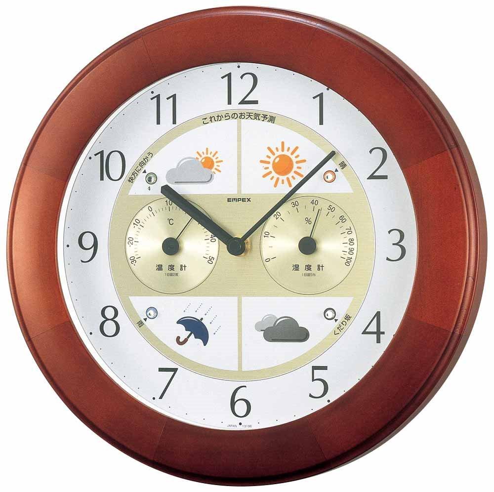 

EMPEX Weather Instruments Weather Pal II Temperature and Humidity Gauge with Weather Forecast Wall Made in Brown Function, Mount, Japan, BW-5221 коричневый