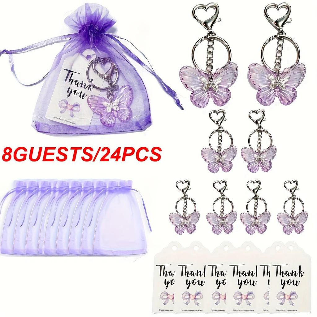 Purple Butterfly Keychain Bag Charm – Perfect Party Favor or Gift for Birthdays and Christenings
