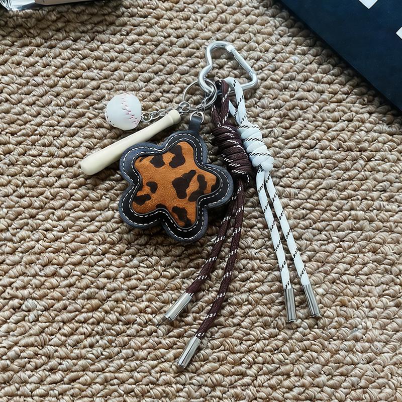 Yogodlns Matte Leopard Print Flower Mini Backpack Hanging Handbag Pendant Bag Pendant Bags Accessories