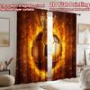 2D Flat Printing 2pcs Curtain Party Curtains Fiery Soccer Crown Digital Printed Polyester Drapes Festive Curtains for Holiday