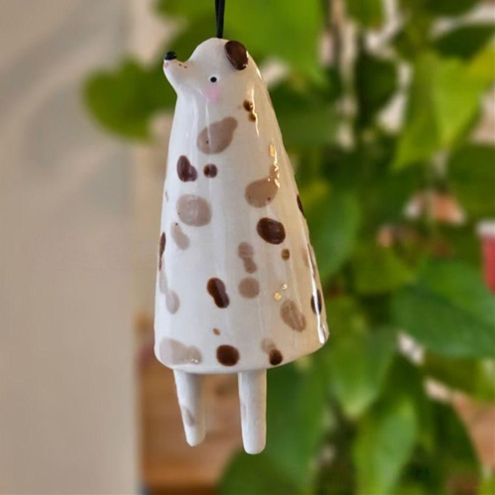 New Cute Ceramic Bells Collection Cartoon Craft Handmade Wind Chimes Simple Yard Pendant Home Decoration