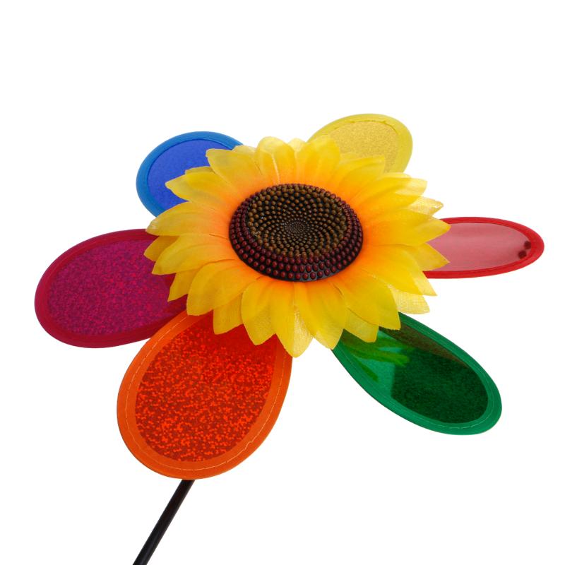 Sequins Spinner Home Garden Yard Decoration Colorful Sunflower Windmill Wind 