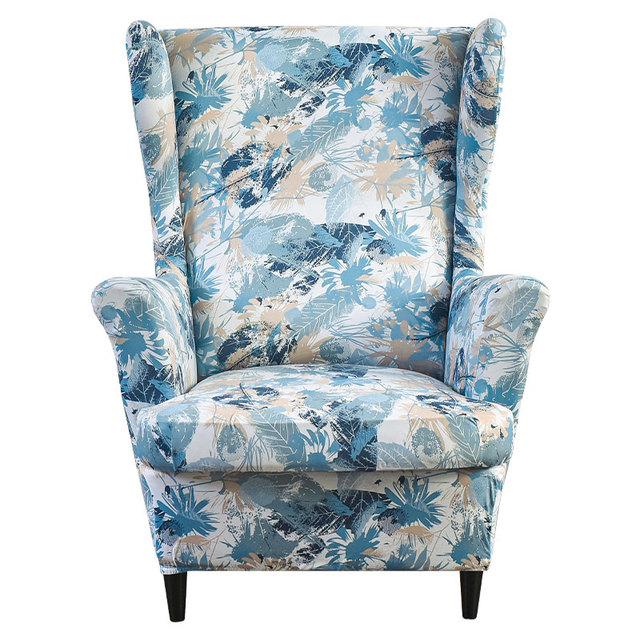 Drucken Sloping Arm König Zurück Stuhl Abdeckung Elastische Sessel Flügel Sofa Zurück Stuhl Abdeckung Stretch Protector Wohnkultur