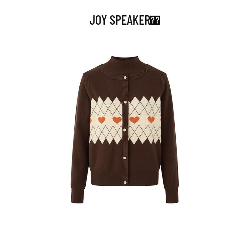 

JOY SPEAKER Women s Spliced Fake Two-Piece Semi-High Collar Knitted Top One Size