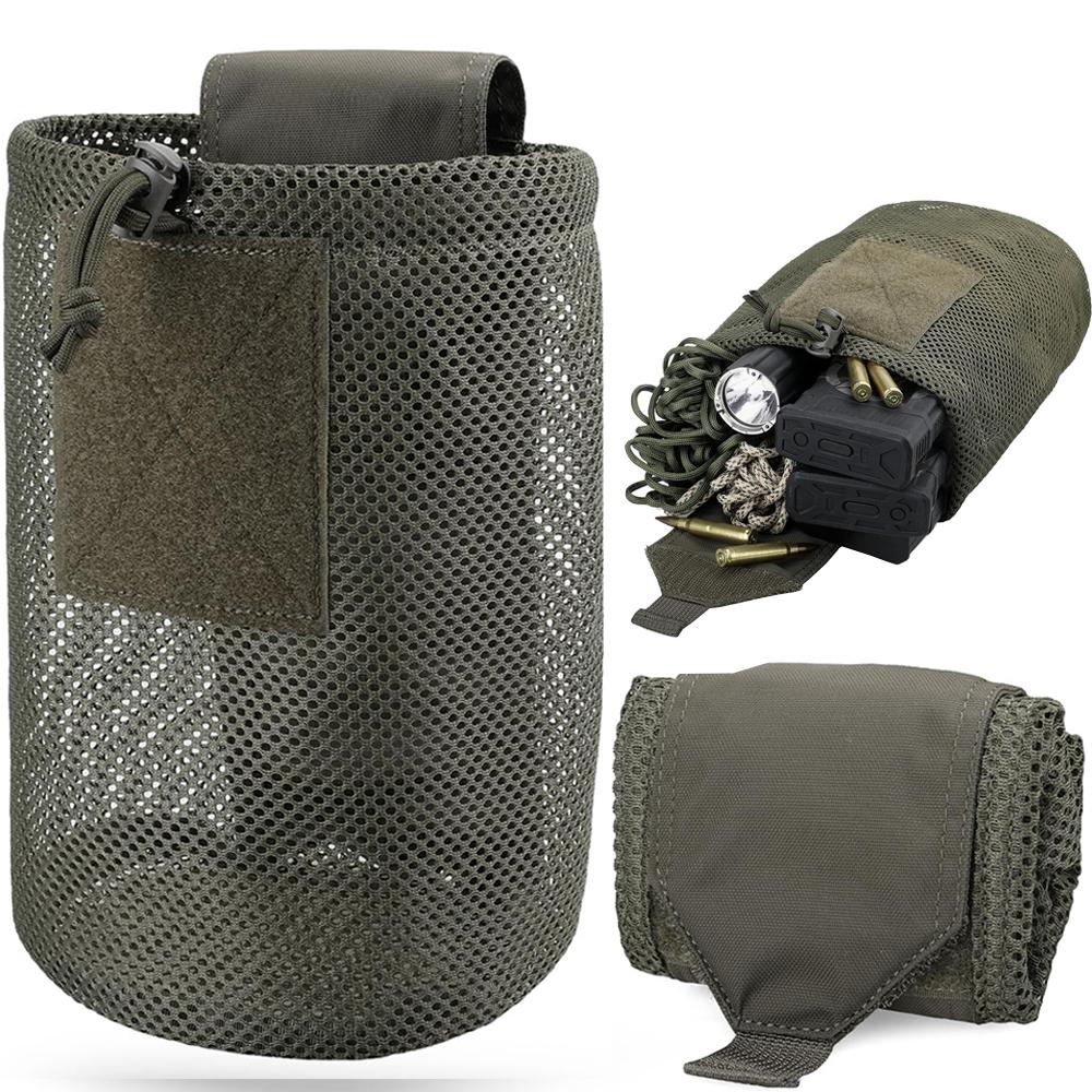 

Tactical Molle Dump Pouch Outdoor Roll-Up Drawstring Журнал Utility Складана поясна сумка Mesh Folding Sport Hunting EDC Pocket
