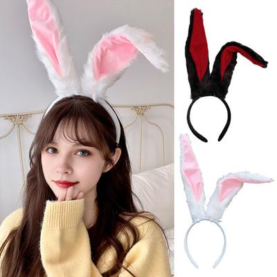White Bunny Ears Headband Long Plush Rabbit Ear Hair Hoop Halloween Cosplay