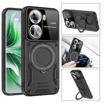 Luxury Magnetic Stand Cases For OPPO Rneo 8T 10 Pro 11 11F 12 Reno 13 Pro 13F Armor Shockproof Soft Bumpers Hard Anti-Fall Cover